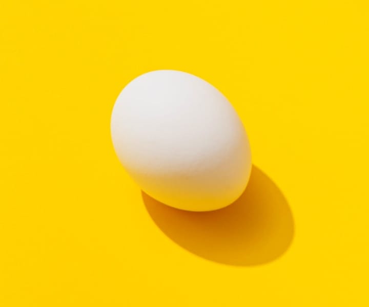 Picture of an egg with a yellow background